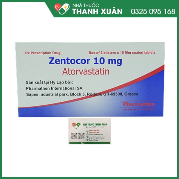 Zentocor 10mg trị rối loạn mỡ máu (3 vỉ x 10 viên)